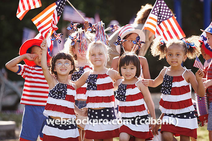 American Kids wearing the American flg
