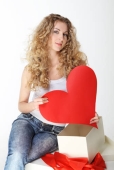 Blond girl with big valentine card Photo (5408776)